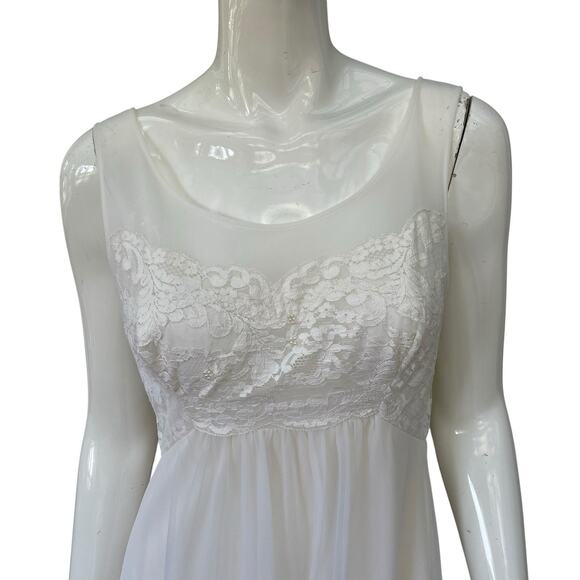 Vintage Nightgown & Peignoir Set White Nylon Maxi Length 1960’s Medium - Picture 4 of 12